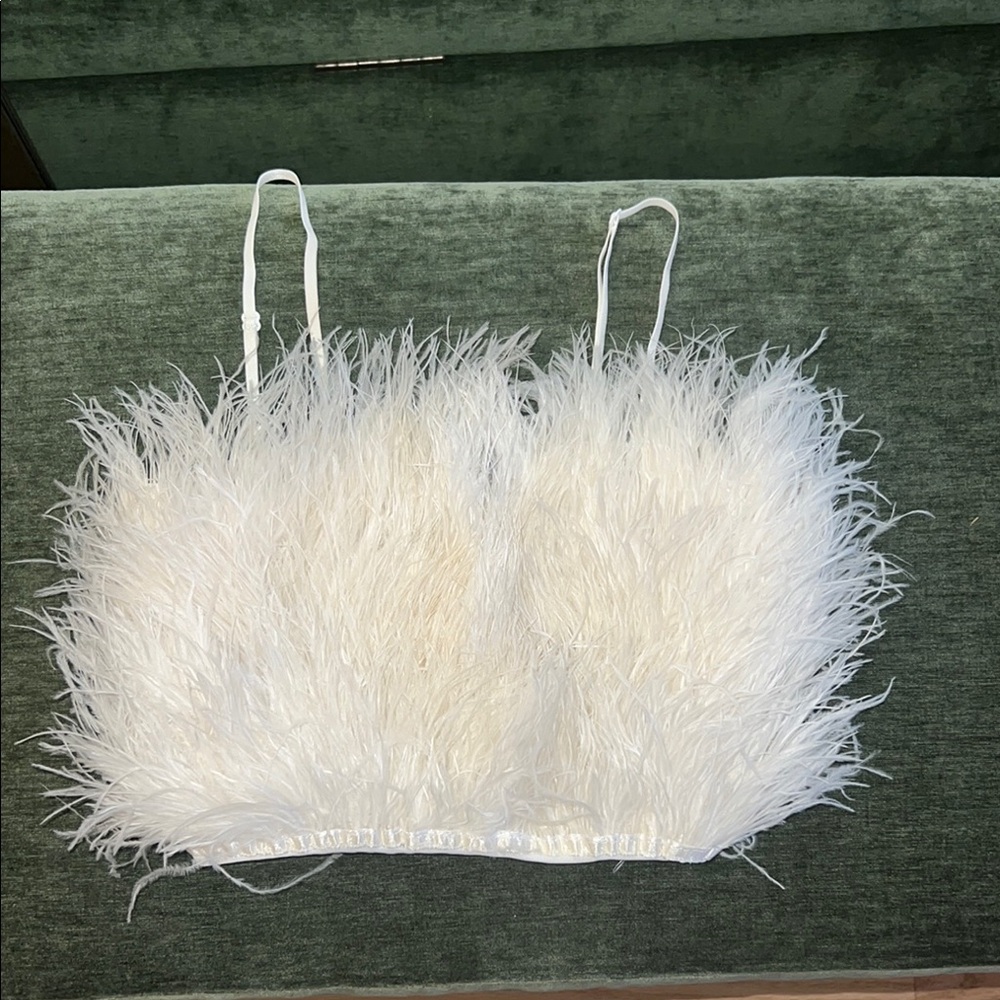 AKIRA Feather White Crop Top